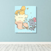 Politieke kaart van Denemarken Canvas Afdruk (Insitu (Houten vloer))