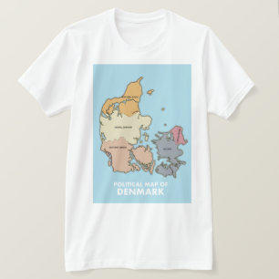 Politieke kaart van Denemarken T-shirt