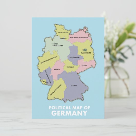 Politieke kaart van Duitsland (Staand voorkant)