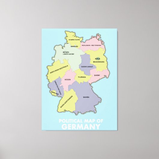 Politieke kaart van Duitsland Canvas Afdruk (Voorkant)