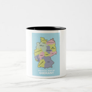 Politieke kaart van Duitsland Reuzen koffiemok Tweekleurige Koffiemok
