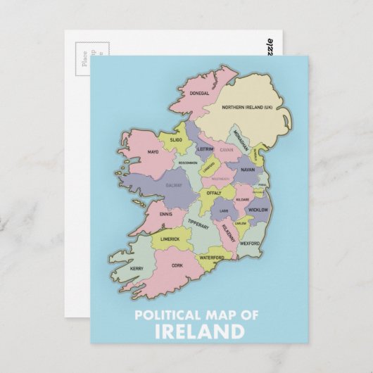 politieke kaart van Ierland . (Voorkant / Achterkant)