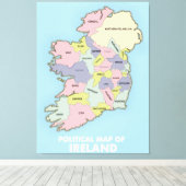 politieke kaart van Ierland . Canvas Afdruk (Insitu (Houten vloer))