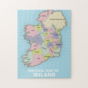 politieke kaart van Ierland . Legpuzzel