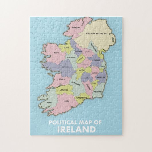 politieke kaart van Ierland . Legpuzzel (Verticaal)