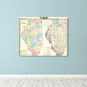 Politieke kaart van Illinois Canvas Afdruk (Insitu (Houten vloer))