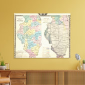 Politieke kaart van Illinois Canvas Afdruk (Insitu (Woonkamer))