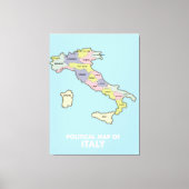 Politieke kaart van Italië Canvas Afdruk (Voorkant)