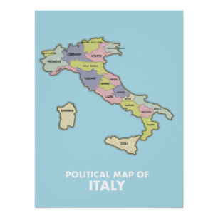 Politieke kaart van Italië Perfect Poster