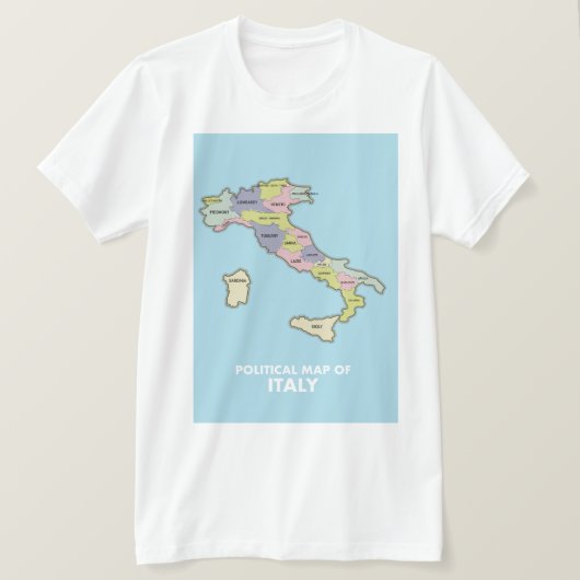 Politieke kaart van Italië T-shirt (Design voorkant)