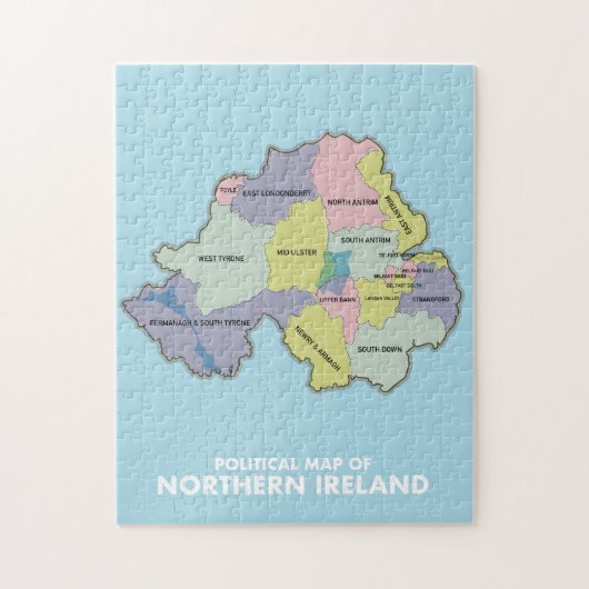 politieke kaart van Noord-Ierland. Legpuzzel (Verticaal)