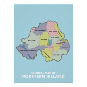 politieke kaart van Noord-Ierland. Perfect Poster
