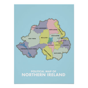 politieke kaart van Noord-Ierland. Perfect Poster