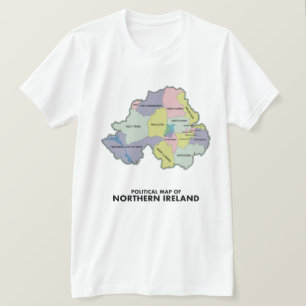 politieke kaart van Noord-Ierland. T-shirt