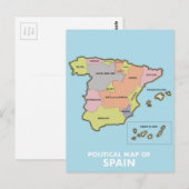 Politieke kaart van Spanje. (Voorkant / Achterkant)