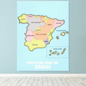 Politieke kaart van Spanje. Canvas Afdruk (Insitu (Houten vloer))