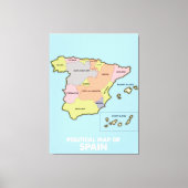 Politieke kaart van Spanje. Canvas Afdruk (Voorkant)