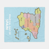 Politieke kaart van Spanje. Magnet Fleece Deken (Voorkant (Horizontaal))