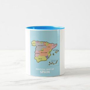 Politieke kaart van Spanje. Tweekleurige Koffiemok