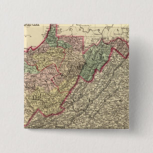 Politieke kaart van West Virginia Vierkante Button 5,1 Cm