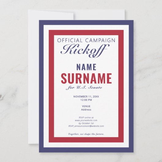 Politieke kandidaat start Gala-campagne Kaart (Voorkant)