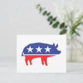 Politieke partij Pig Mascot Briefkaart (Staand voorkant)