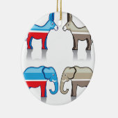 Politieke partijen in Donkey en Elephant Keramisch Ornament (Rechts)
