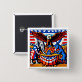 Politieke partijen vierkante button 5,1 cm (Voorkant /achterkant)
