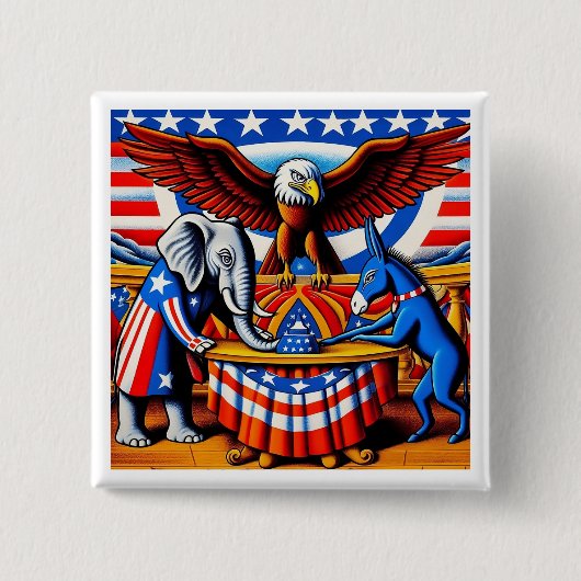 Politieke partijen vierkante button 5,1 cm (Voorkant)