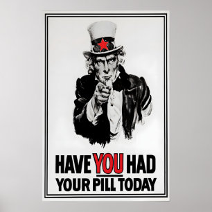 Politieke Poster geboortebeperking Oom Sam Verkiez