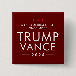 Politieke presidentscampagne Trump Vance 2024 Vierkante Button 5,1 Cm