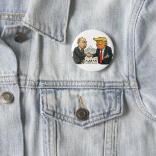 Politieke satire: ontmoeting tussen Poetin en Trum Ronde Button 5,7 Cm