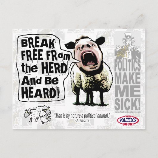 Politieke schapenschaap briefkaart (Voorkant)