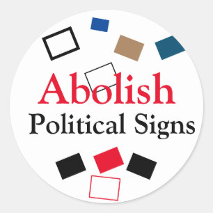 Politieke tekenen afschaffen ronde sticker