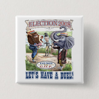 Politieke verkiezingen 2008 in Mascot Vierkante Button 5,1 Cm