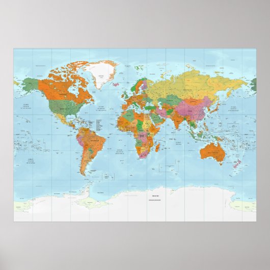 Politieke wereldkaart Italiaans Poster (Voorkant)