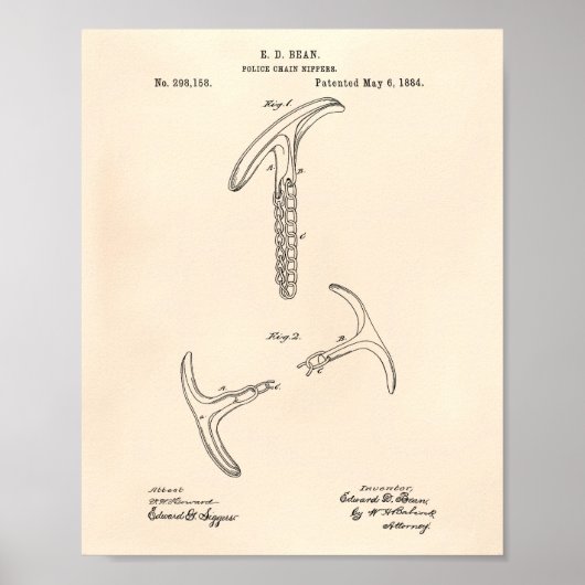 Politieketens Nippers 1884 Patent Art - Old Peper Poster (Voorkant)