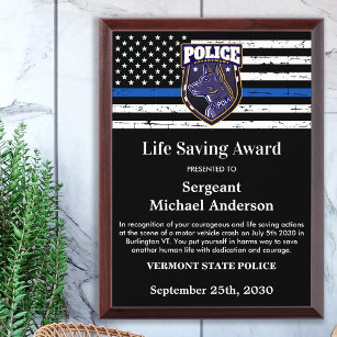Politieleven - Opslaan van aangepaste Logo rechtsh Troffee Gedenkplaat