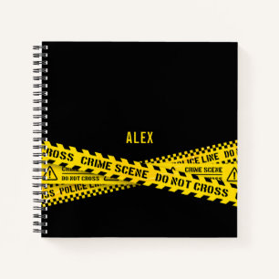 Politielijn gele plaats delict kruist niet notitieboek