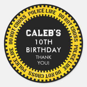 Politielijn kruist geen gele lijnen Verjaardag Ronde Sticker