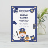 Politieman baby shower uitnodiging voor jongen (Staand voorkant)