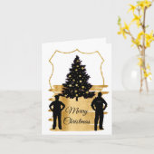 Politieman Badge Kerstboom Wenskaart Kaart (Gele Bloem)