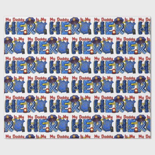 Politieman Daddy Hero Cadeaupapier (Vlak)