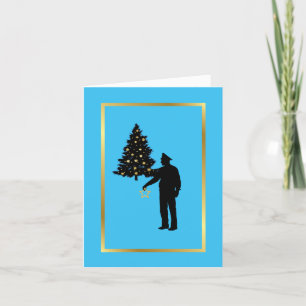 Politieman en Boom Silhouet Kerstkaart Kaart