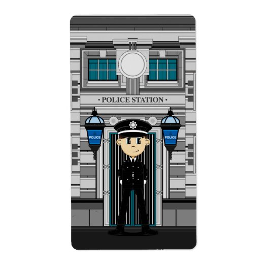 Politieman en politiebureau Sticker (Voorkant)