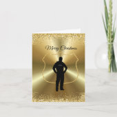 Politieman Gouden Kerstkaart Kaart (Voorkant)