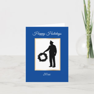 Politieman & Krans Silhouet Kerstkaart Kaart