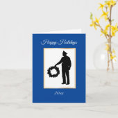 Politieman & krans Silhouette Kerstkaart Kaart (Gele Bloem)