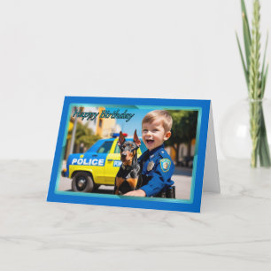 Politieman met Doberman Boy's Birthday Kaart