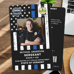Politieman op maat gemaakte foto logo streepjescod badge